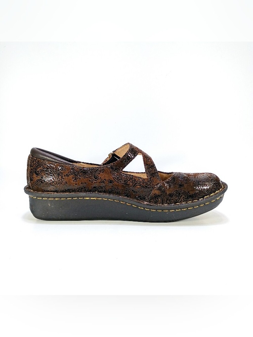 Alegria Jill 562 Womens 7 Brown Leather Paisley Embossed Mary Jane - Picture 3 of 11